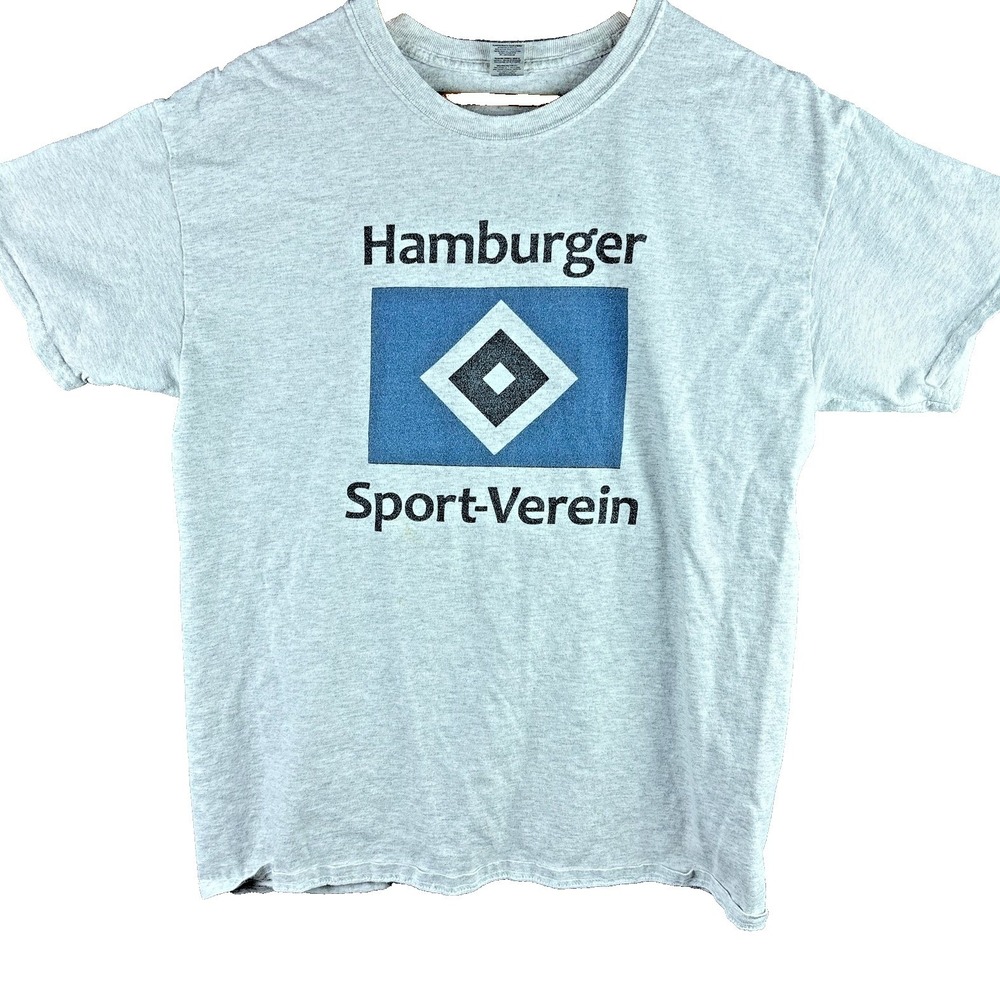 Vintage Hamburg HSV T-Shirt Mens Medium Gray Tee Bundesliga Futbol Soccer